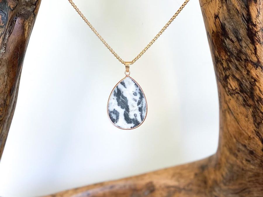 Zebra Jasper Teardrop Necklace