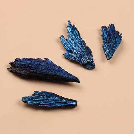 Raw Blue Rainbow Peacock Flame Feather Tourmaline