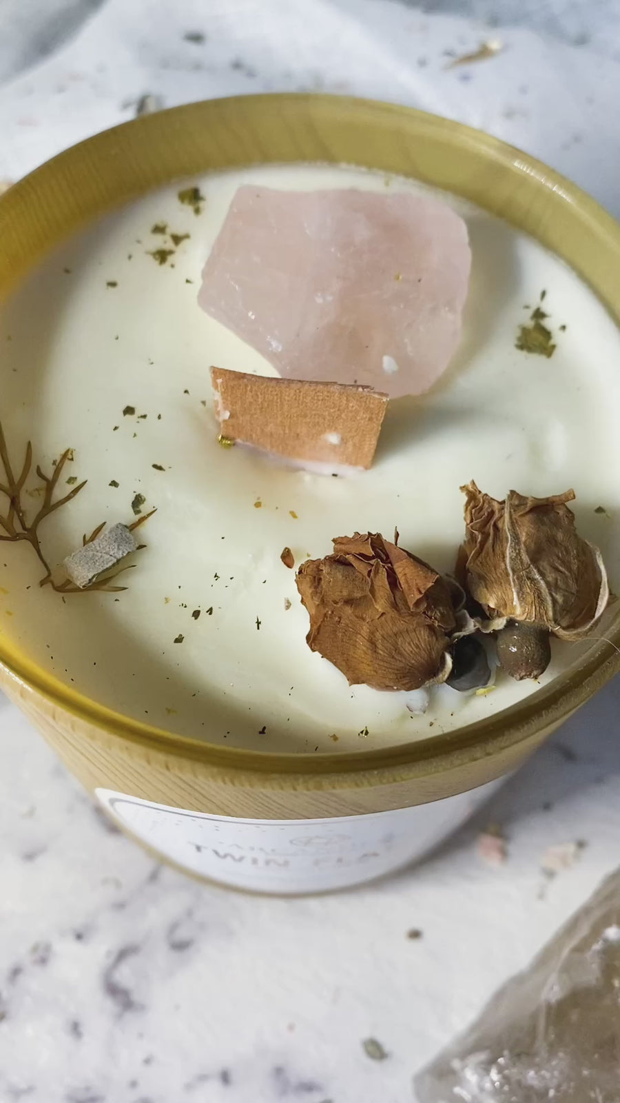 Clear Quartz + Dried Jasmine Candle