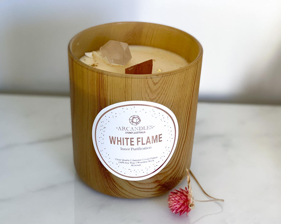 Clear Quartz + Dried Jasmine Candle