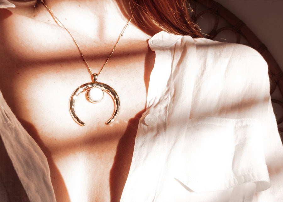 Crescent Moon Howlite Necklace