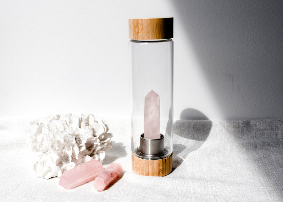 Rose Quartz Crystal Elixir Bottle